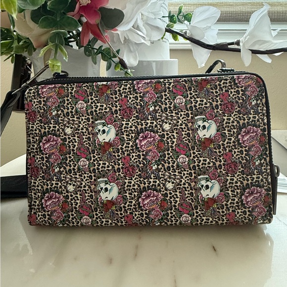 Ed Hardy cheetah skull wallet, wristlet Crossbody bag clutch NWT - Picture 11 of 16